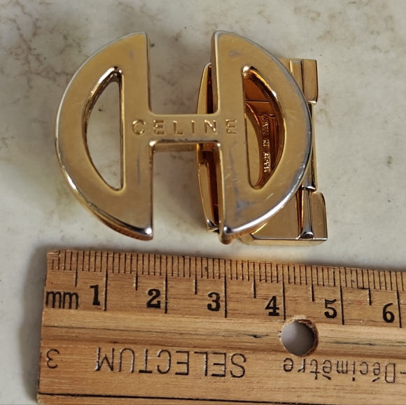 Authentic Celine Logo Gold Metal Belt Buckle - Picture 5 of 10